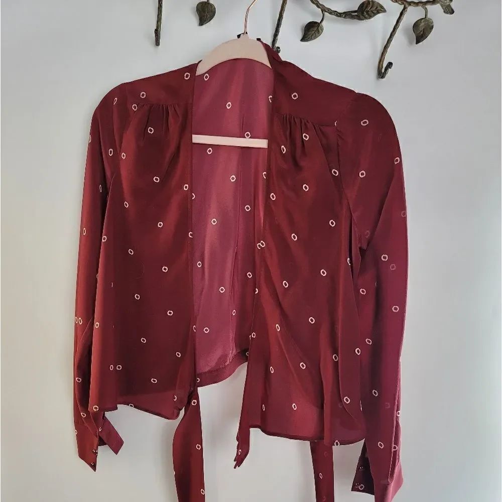 J crew red 100% silk wrap blouse